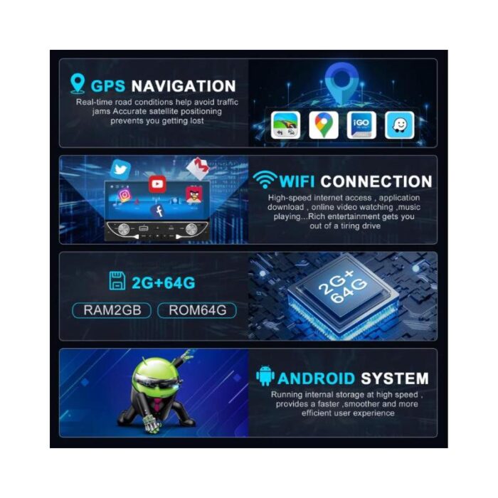 Radio auto cu Android 13, wi-fi, bluetooth, GPS, navigatie, touch screen, camera mers inapoi, comanda pe volan - imagine 4