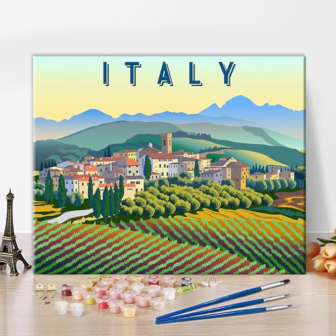 Kit picteaza pe numere adulti, incepatori, "Colorata Italie", 40x50 cm
