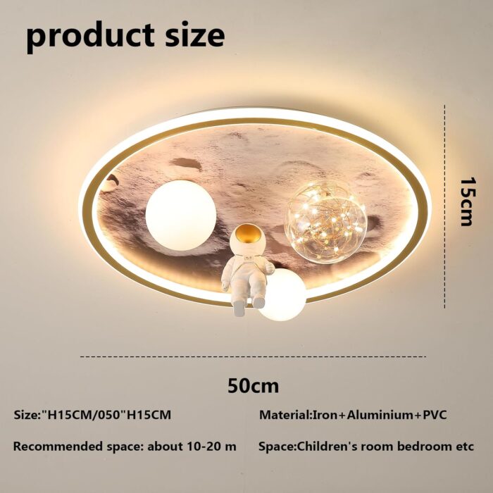 Plafoniera camera copii 68W, 50cm, design astronaut, telecomanda - imagine 7
