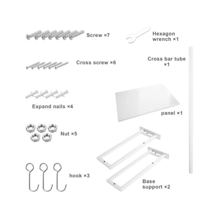 Suport pentru cuptor cu microunde, cu montare pe perete, din otel, negru, cu 3 carlige mobile - imagine 5