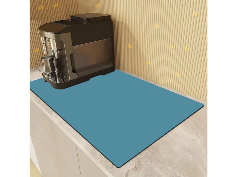 Covoras absorbant cu uscare rapida pentru aparate cafea, chiuvete, foarte aderent, 40x60cm, albastru marin