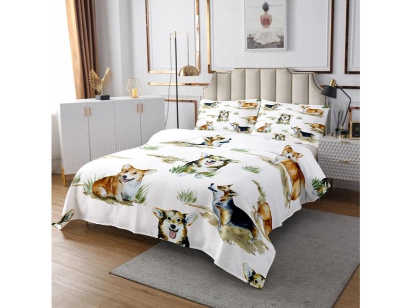 Patura foarte moale pentru copii, design cu caini Corgi, 170x230cm - imagine 2