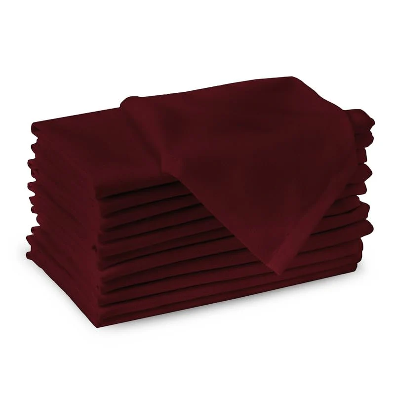 Set 12 servetele de masa din bumbac, 43x43cm, visiniu inchis