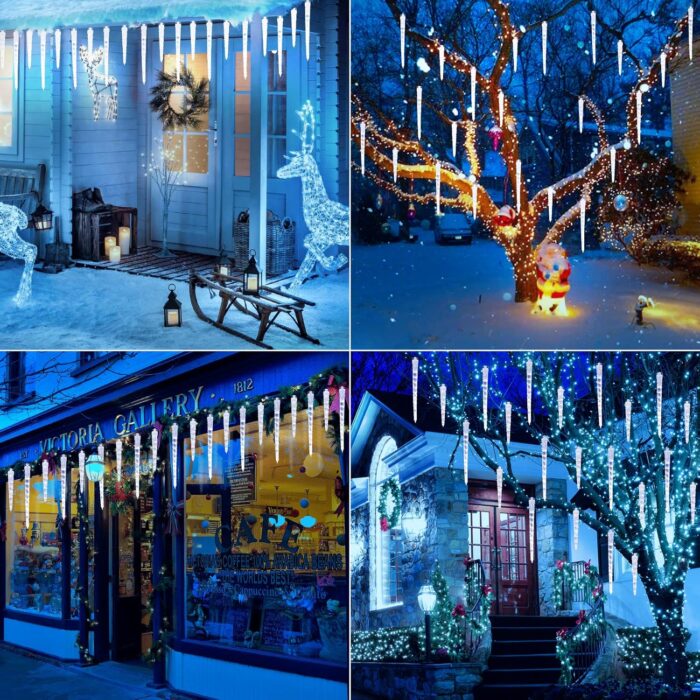 Lumini exterior turturi, 320LED, 20 turturi, 4 metri, lumina alba rece, cu timer - imagine 2