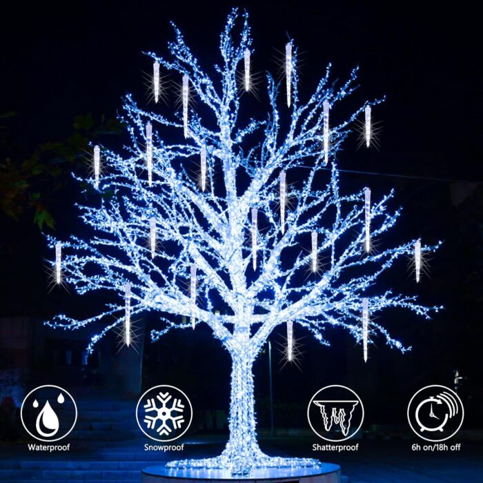 Lumini exterior turturi, 320LED, 20 turturi, 4 metri, lumina alba rece, cu timer - imagine 3