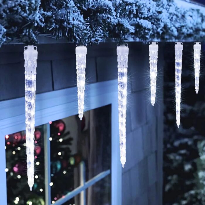 Lumini exterior turturi, 320LED, 20 turturi, 4 metri, lumina alba rece, cu timer - imagine 5