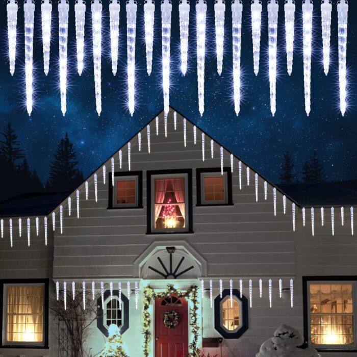 Lumini exterior turturi, 320LED, 20 turturi, 4 metri, lumina alba rece, cu timer