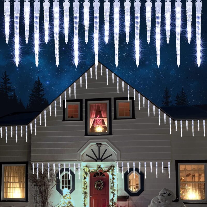 Lumini exterior turturi, 320LED, 20 turturi, 4 metri, lumina alba rece, cu timer