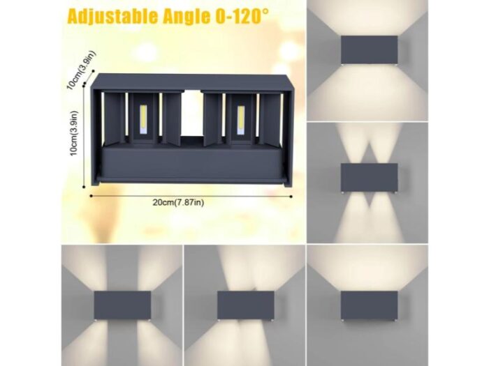 Aplica exterior 24W, 4000K, IP65, cu fascicul reglabil, culoare antracit - imagine 2