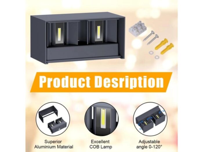 Aplica exterior 24W, 4000K, IP65, cu fascicul reglabil, culoare antracit - imagine 3