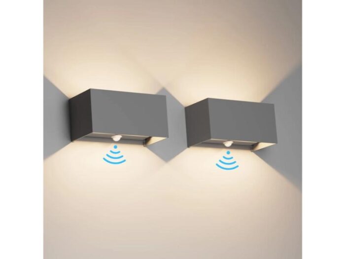 Set 2 x aplica 24W, IP65, 3000K, lumina alb cald, fascicul ajustabil, gri inchis