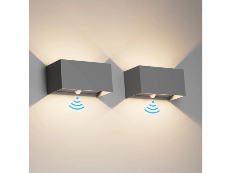 Set 2 x aplica 24W, IP65, 3000K, lumina alb cald, fascicul ajustabil, gri inchis