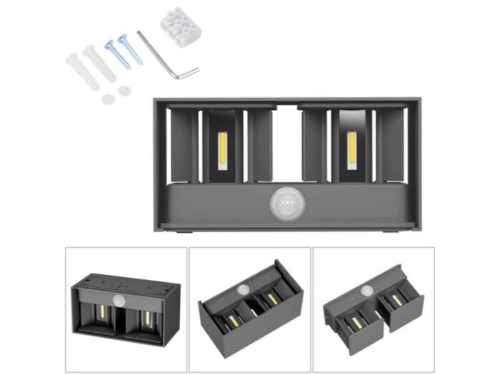 Set 2 x aplica 24W, IP65, 3000K, lumina alb cald, fascicul ajustabil, gri inchis - imagine 2
