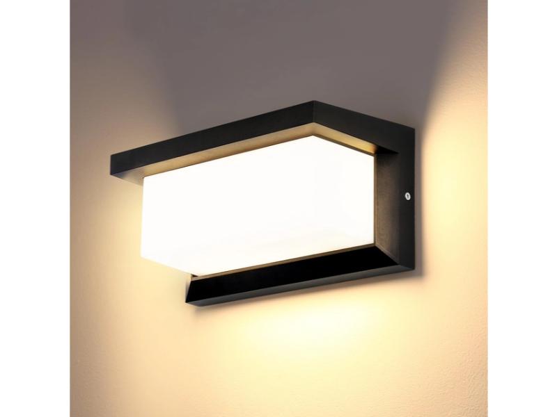 Aplica LED pentru exterior 18W, IP66, rectangulara, din aluminiu, alb-cald