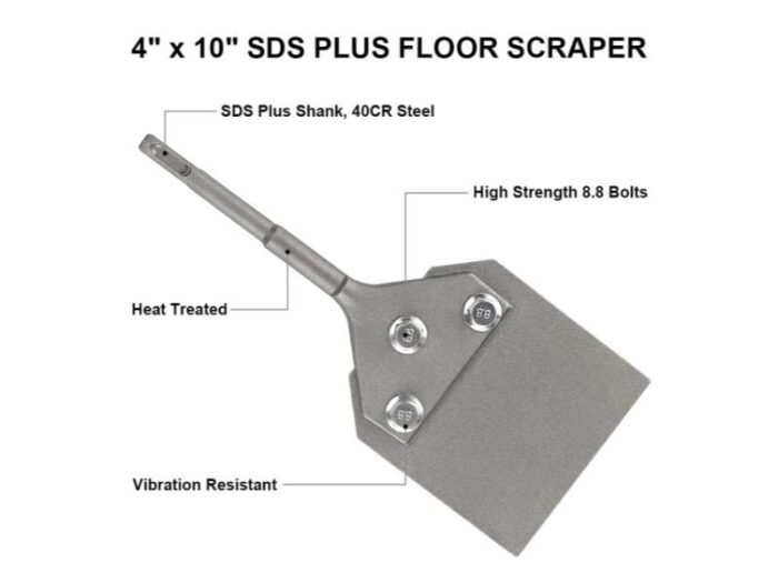 Dalta SDS Plus, 250x100mm, cu doua lame de rezerva, pentru mocheta, adeziv de podea, parchet PVC - imagine 3