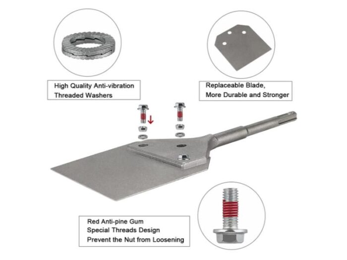 Dalta SDS Plus, 250x100mm, cu doua lame de rezerva, pentru mocheta, adeziv de podea, parchet PVC - imagine 4