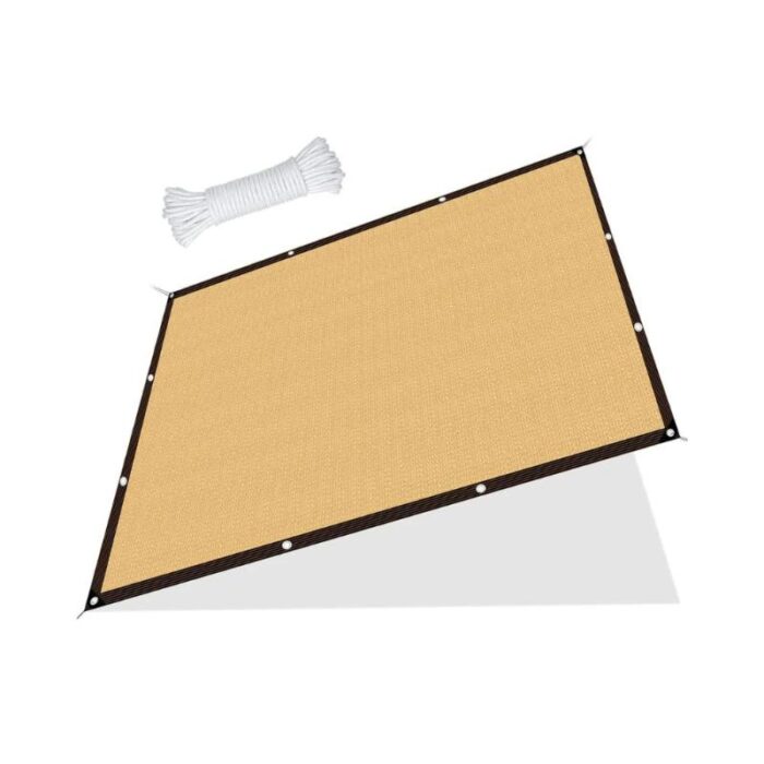 Plasa de umbrire din HDPE, cu ocheti, rezistenta UV, 3x4m, maro deschis, pentru terasa, gradina, curte - imagine 2