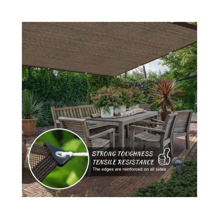 Plasa de umbrire din HDPE, cu ocheti, rezistenta UV, 3x4m, maro deschis, pentru terasa, gradina, curte - imagine 5