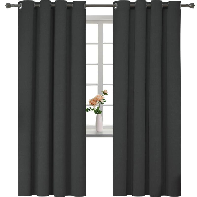 Draperie opaca, termoizolanta, fonoizolanta, cu ocheti, 140x240cm, neagra
