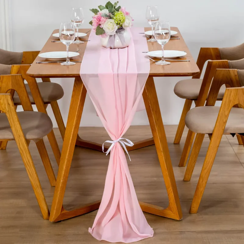 Napron din sifon, 70x300cm, roz