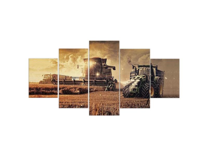 Set 5 postere pictate cu tema Tractor, ferma, decor modern , 150x180cm, fara rame
