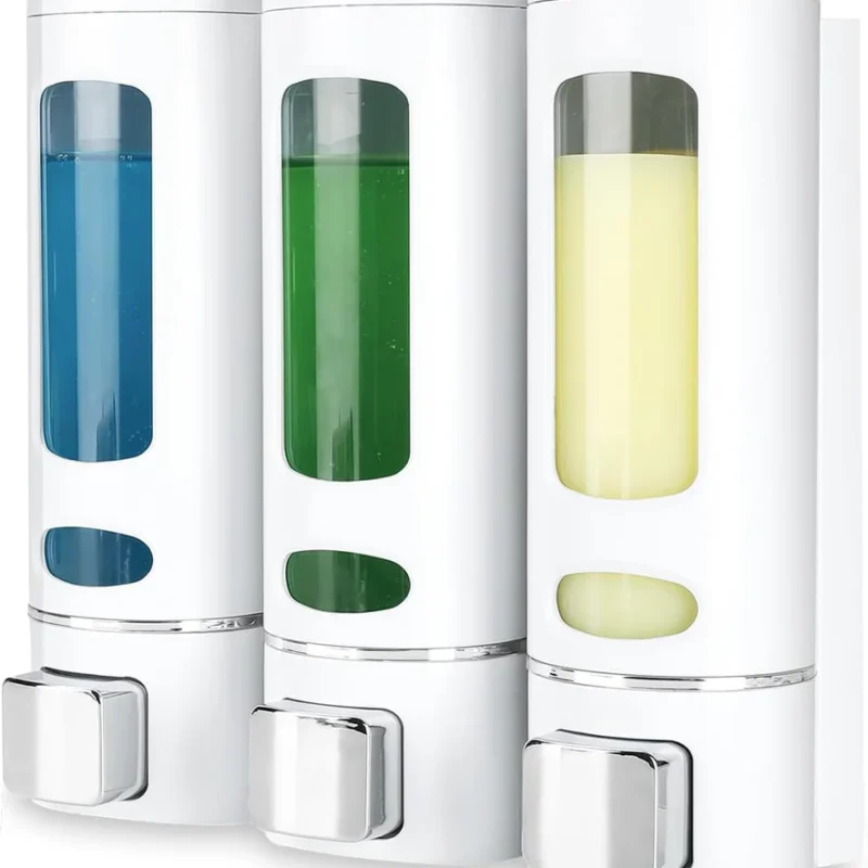 Dispenser sapun lichid, sampon, detergent vase, etc, cu montare pe perete, nu necesita gaurire, 3x400ml
