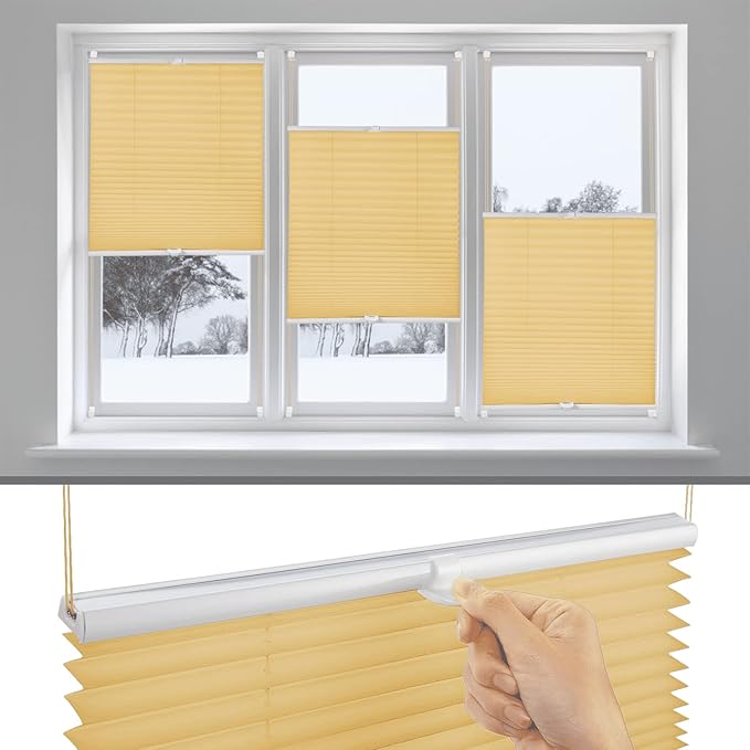 Jaluzea plisata bej, clamp-on fara gaurire, 45x120cm