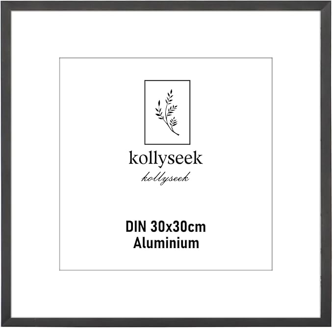 Rama foto din aluminiu, neagra, 30x30cm, cu fereastra din acril