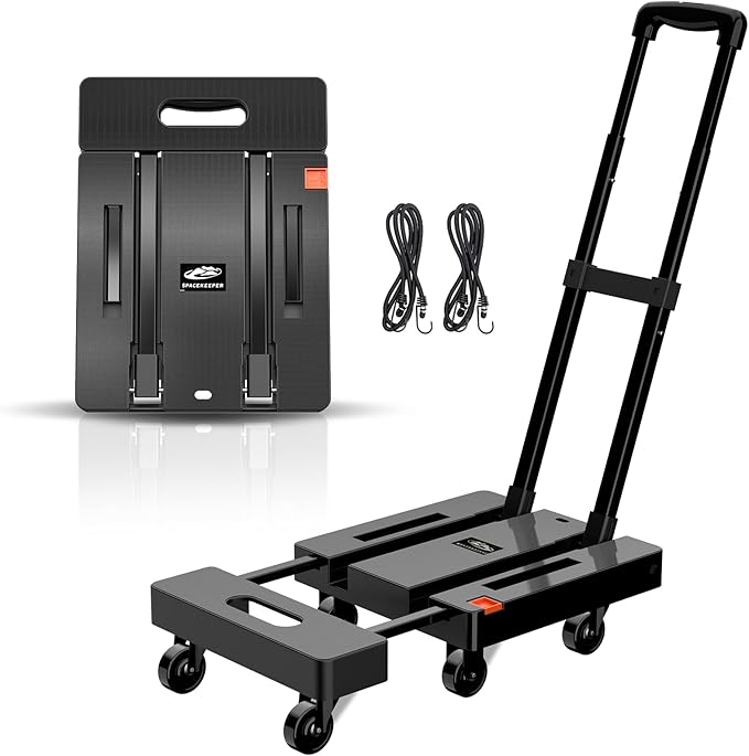 Carucior pliabil, cu 6 roti, sarcina maxima 227 kg, pentru calatorii, birou, cumparaturi, culoare negru (copie)