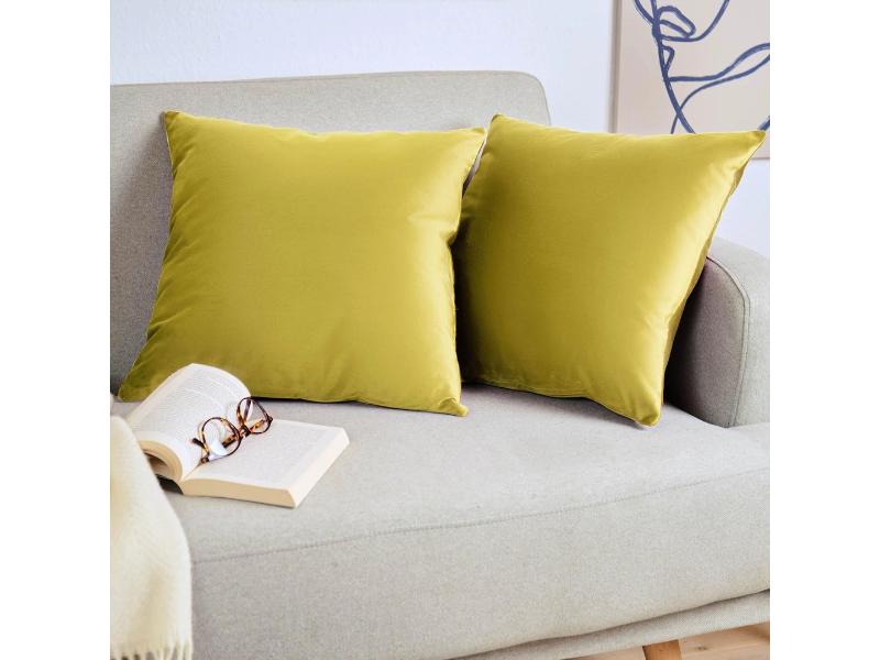 Set 2 fete perna, 40x40cm, fermoar ascuns, lavabile, verde-maslina