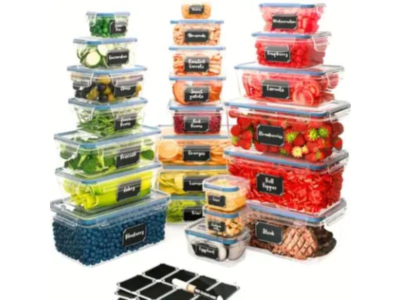 Set 24 recipiente cu capac, etanse, pentru alimente, 4x2.2, 6x1,6x0.55, 4x0.32,4x0.14 litri, fara BPA