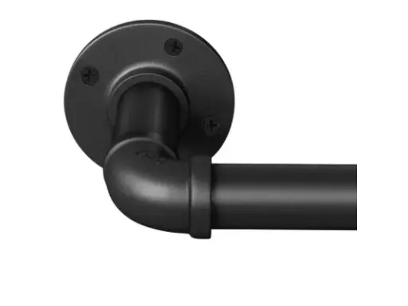 Galerie perdea, design industrial, diametru 2.5cm, lungime 183-365cm, culoare negru (resigilat)