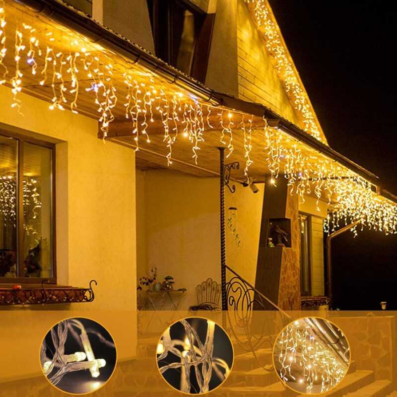 Lumini decorative de exterior, "turturi", 10 metri, 440 LED, 8 moduri de functionare, timer, alimentare la retea, IP 44, alb cald