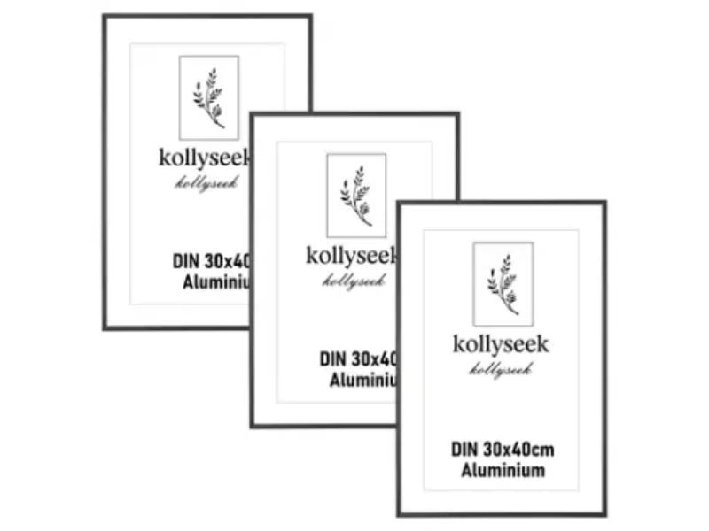 Set 3 rame de aluminiu pentru poze/postere, 50x70cm, cu fereastra din acril, culoare negru