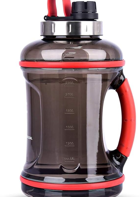 Sticla pentru sportivi, cu maner din cauciuc moale, fara BPA, capac etans din inox, 3.2 litri, culoare albastru