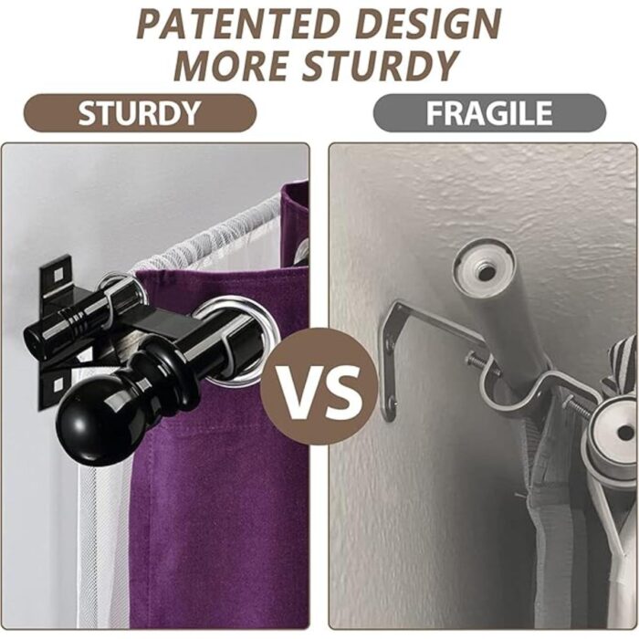 Galerie dubla pentru perdea/draperie, 76-368 cm, din otel, diametru 2.54 cm, albe - imagine 4