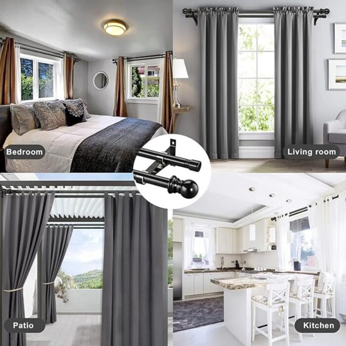 Galerie dubla pentru perdea/draperie, 76-368 cm, din otel, diametru 2.54 cm, albe - imagine 6
