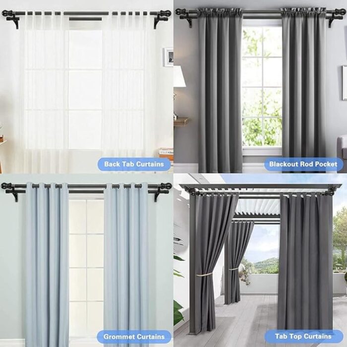 Galerie dubla pentru perdea/draperie, 76-368 cm, din otel, diametru 2.54 cm, albe - imagine 7