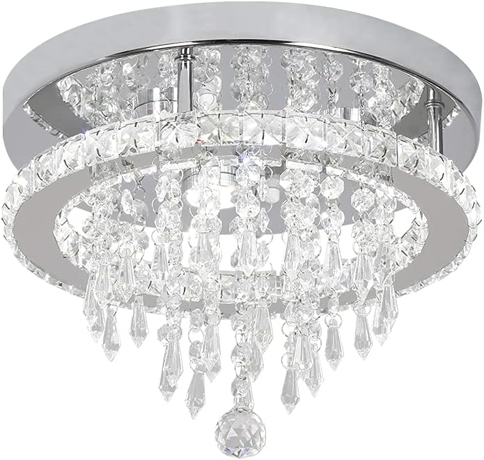 Lustra din inox si cristal, 3 lumini LED, alb-rece