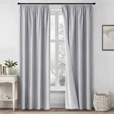 Set 2 x draperie opaca cu rejansa, protectie termica, albastra, 140x225cm