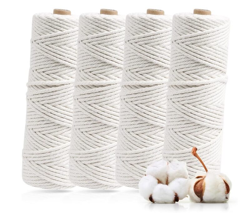 Set 4 x fir bumbac 100%, pentru macrame, 3mmx50m,