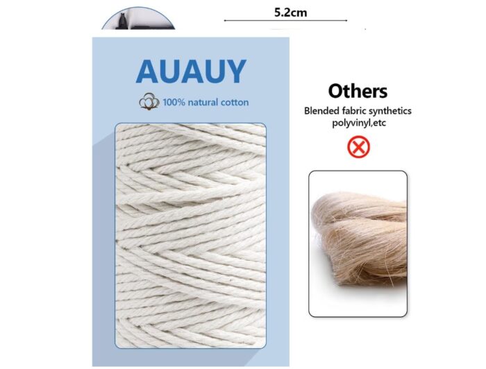 Set 4 x fir bumbac 100%, pentru macrame, 3mmx50m, - imagine 3