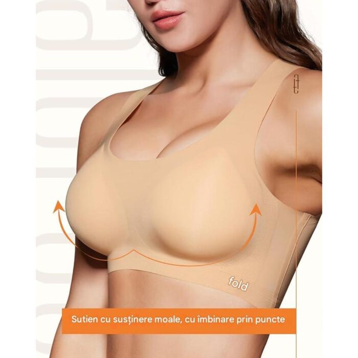 Sutien cusatura invizibila, fara sarma, moale, comfortabil, culoare nud (invizibil), marime XL - imagine 2