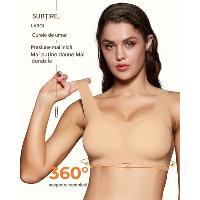 Sutien cusatura invizibila, fara sarma, moale, comfortabil, culoare nud (invizibil), marime XL - imagine 3