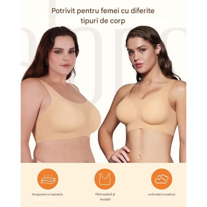 Sutien cusatura invizibila, fara sarma, moale, comfortabil, culoare nud (invizibil), marime XL - imagine 5