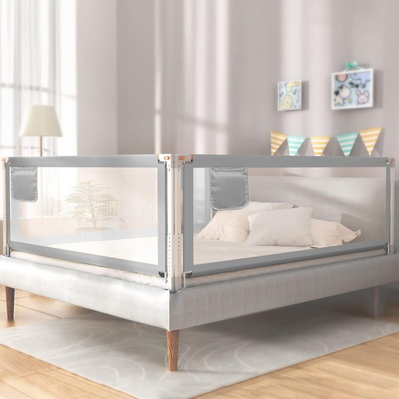 Bara de pat, protectie de pat retractabila, 180 cm pentru copii 0-10 ani, potrivita pentru toate paturile (somierele) din lemn (doar 1 bucata)