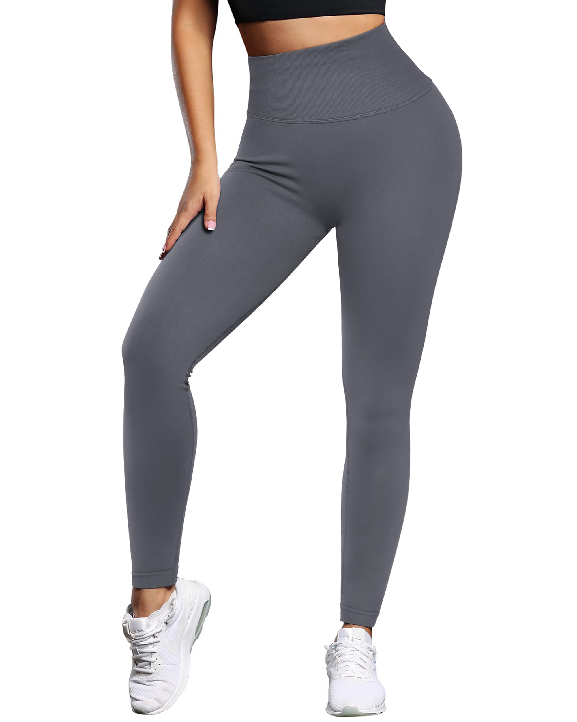 Colanti sport DOULAFASS Scrunch Butt pentru femei, cu push-up, opaci, gri, S - imagine 3