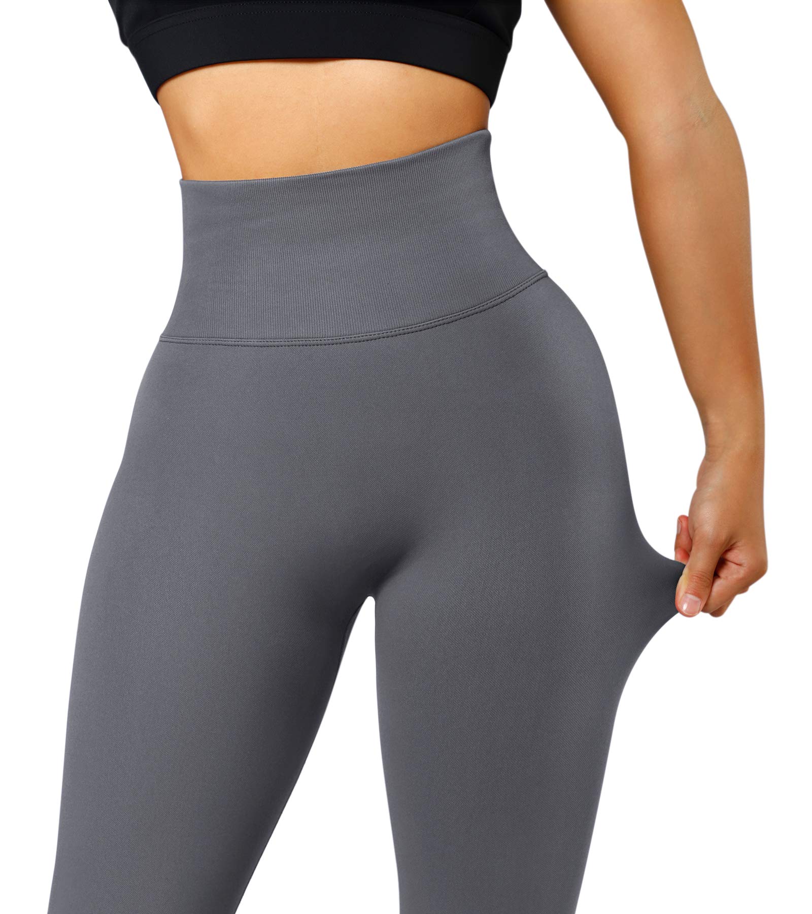 Colanti sport DOULAFASS Scrunch Butt pentru femei, cu push-up, opaci, gri, S - imagine 5