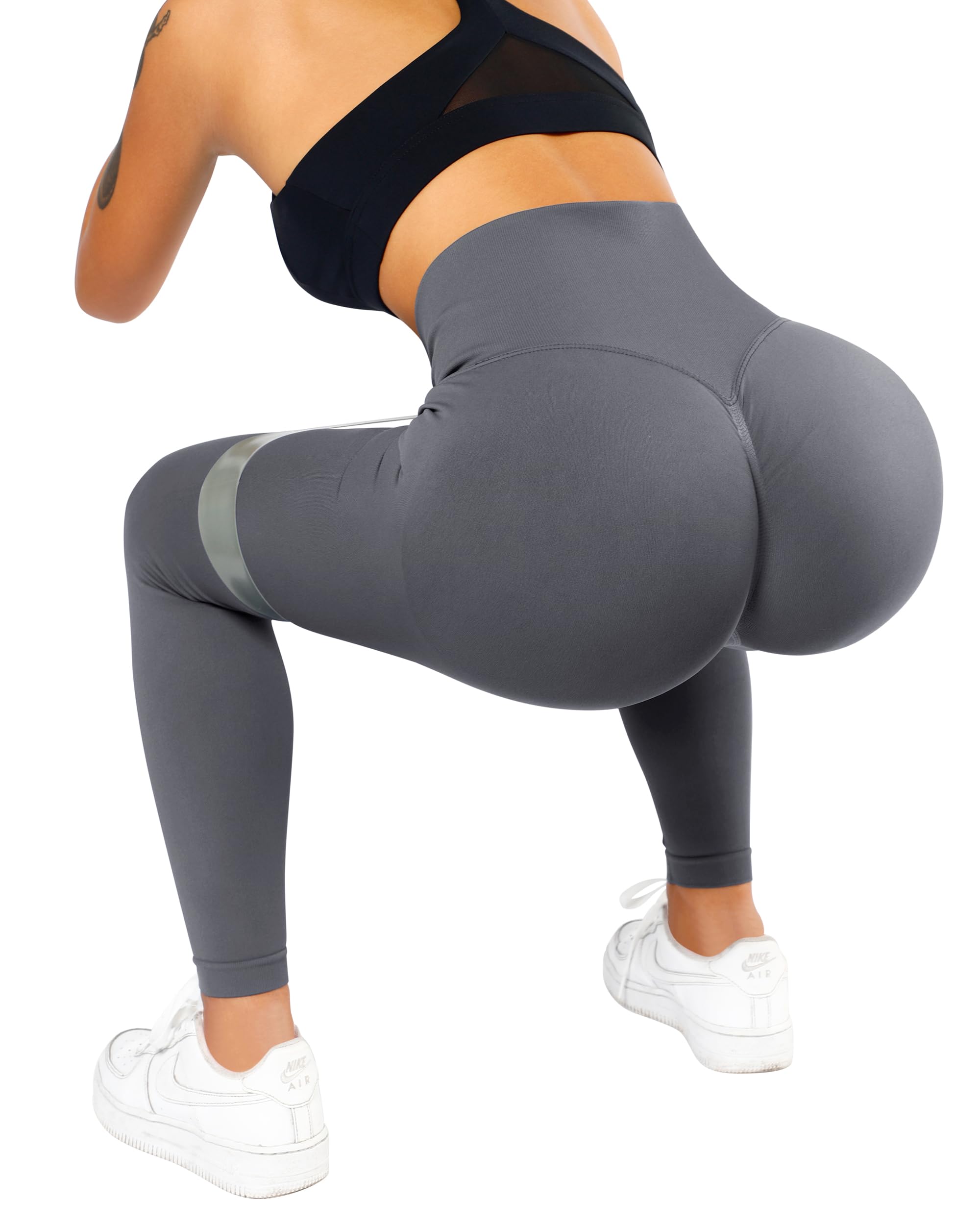 Colanti sport DOULAFASS Scrunch Butt pentru femei, cu push-up, opaci, gri, S - imagine 6
