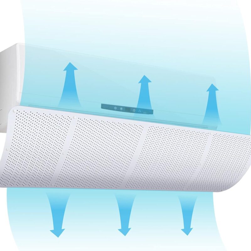 Deflector de vant pentru aparate de aer condiționat, perforat, ultra-usor, ABS ecologic, alb, 90 x 27 cm